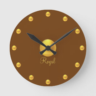 Elegante Royal Golden Dots Runde Wanduhr