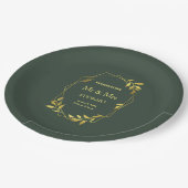 Elegante Royal Green Minimalistisch Botanical Wedd Pappteller (Schrägansicht)