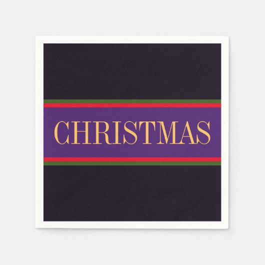 Elegante Royal Lila Black CHRISTMAS Serviette (Vorderseite)