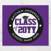 Elegante Royal Lila Class 2023 Abschluss Bierflaschenetikett (Einzelnes Label)