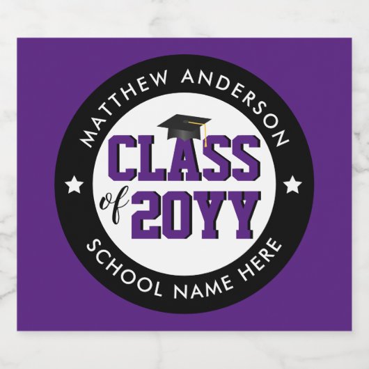 Elegante Royal Lila Class 2023 Abschluss Bierflaschenetikett (Einzelnes Label)