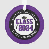 Elegante Royal Lila Class 2023 Abschluss Ornament (Rückseite)