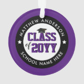 Elegante Royal Lila Class 2023 Abschluss Ornament (Rückseite)