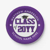 Elegante Royal Lila Class 2023 Abschluss Pappteller (Vorderseite)