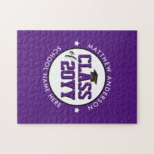 Elegante Royal Lila Class 2023 Abschluss Puzzle (Horizontal)