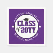 Elegante Royal Lila Class 2023 Abschluss Serviette (Vorderseite)