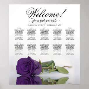 Elegante Royal Lila Rose 10 Tafelübersicht Poster