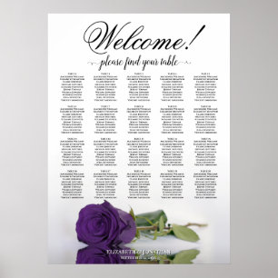 Elegante Royal Lila Rose 20 Tafelübersicht Poster