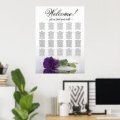 Elegante Royal Lila Rose 20 Tafelübersicht Poster (Heimbüro)