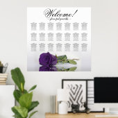 Elegante Royal lila Rose 21 Tabelle Seating Chart Poster (Heimbüro)