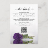 Elegante Royal Lila Rose Wedding Details QR Code Begleitkarte (Vorderseite)