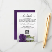 Elegante Royal Lila Rose Wedding Details QR Code