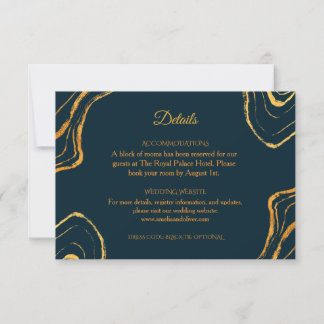 Elegante Royal Navy Blau Gold Hochzeitsdetails Kar Einladung