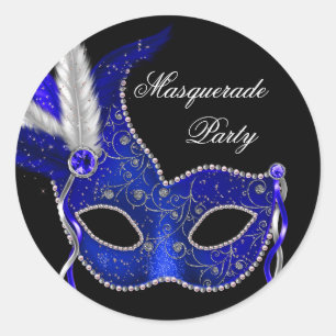 Elegante Royal Navy Blau Maskenball-Party-Aufklebe Runder Aufkleber