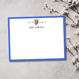 Elegante Royalblaue Faultier-Kinderzimmer-Notizkar Einladung