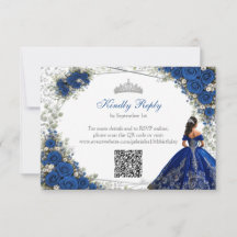 Elegante Royalblaue und silberne Rosen Quinceañera