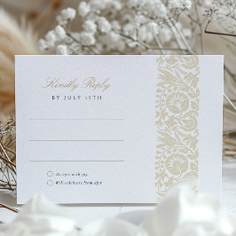 Elegante RSVP-Karte für Beige und Elfenbeinflora Begleitkarte