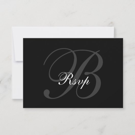 Elegante RSVP-Karte für Hochzeiten in Schwarz-Grau RSVP Karte (Vorderseite)