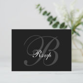 Elegante RSVP-Karte für Hochzeiten in Schwarz-Grau RSVP Karte (Stehend Vorderseite)