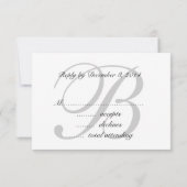 Elegante RSVP-Karte für Hochzeiten in Schwarz-Grau RSVP Karte (Rückseite)