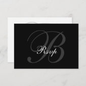 Elegante RSVP-Karte für Hochzeiten in Schwarz-Grau RSVP Karte (Vorne/Hinten)