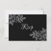 Elegante RSVP-Karte für Schwarz-Weiß-Blumen-Hochze RSVP Karte (Rückseite)