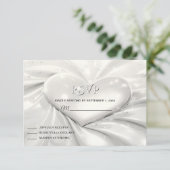 Elegante RSVP-Karte für Weißes Cream Herz RSVP Karte (Stehend Vorderseite)