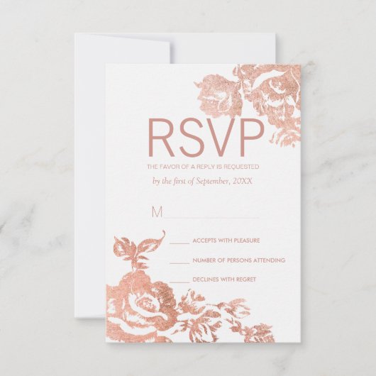 Elegante RSVP-Karten der modernen Rose RSVP Karte (Vorderseite)