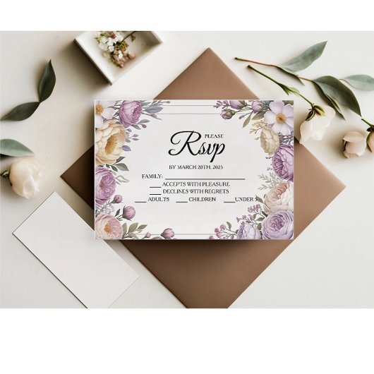 Elegante RSVP-Karten für den Blumendesigner RSVP Karte