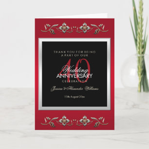 Elegante Rubine Edelsteine 40. Hochzeitstag Jubilä Karte