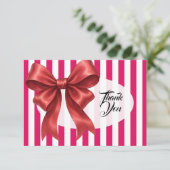 Elegante Ruby-gestreifte Vintage-Schleife Dankesch Karte (Stehend Vorderseite)
