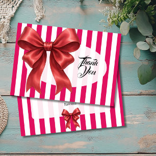 Elegante Ruby-gestreifte Vintage-Schleife Dankesch Karte