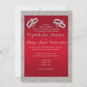 Elegante Ruby Red & Funkelnd Silver Rings Wedding Einladung (Vorderseite)