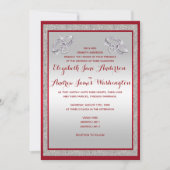 Elegante Ruby Red & Funkelnd Silver Rings Wedding Einladung (Vorderseite)