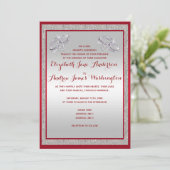 Elegante Ruby Red & Funkelnd Silver Rings Wedding Einladung (Stehend Vorderseite)