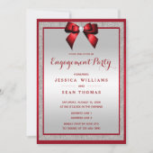Elegante Ruby Red & Silver Glitzer Engagement Part Einladung (Vorderseite)