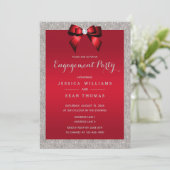 Elegante Ruby Red & Silver Glitzer Verlobung Einladung (Stehend Vorderseite)