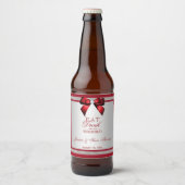 Elegante Ruby Red & Silver Glitzer Wedding Bierflaschenetikett (Vorderseite)
