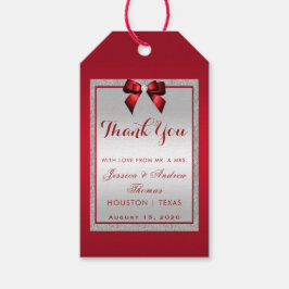 Elegante Ruby Red & Silver Glitzer Wedding Geschenkanhänger