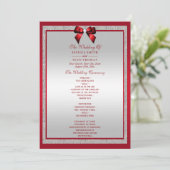 Elegante Ruby Red & Silver Glitzer Wedding Programm (Stehend Vorderseite)