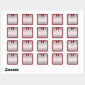 Elegante Ruby Red & Silver Glitzer Wedding Quadratischer Aufkleber (Blatt)