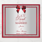 Elegante Ruby Red & Silver Glitzer Wedding Schaumweinetikett (Einzelnes Label)