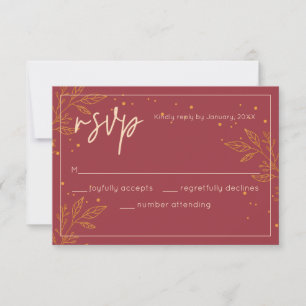 Elegante Ruby- und Gold-Hochzeits-RSVP-Karte RSVP Karte