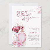 Elegante Ruby und Rose Bridal Dusche Einladung (Vorderseite)