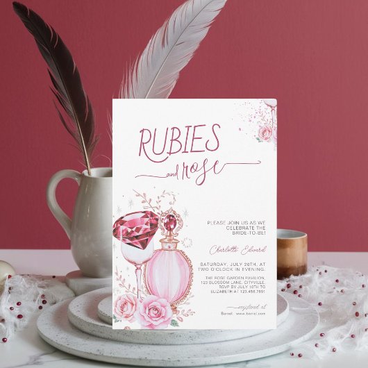 Elegante Ruby und Rose Bridal Dusche Einladung