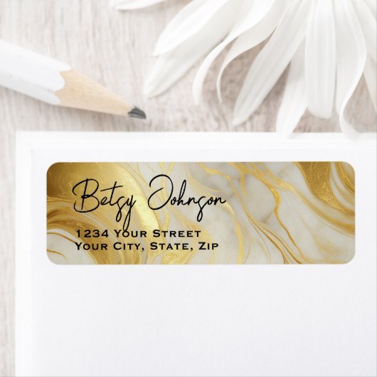 Elegante Rücksendeadresse aus Elfenbein und Goldma (Insitu)