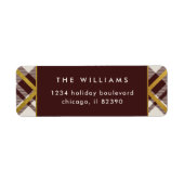 Elegante Rücksendeadresse Beige & Dark Red Tartan (Vorne)