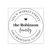 Elegante Rücksendeadresse Boho Heart Round Family Gummistempel (Prägung)