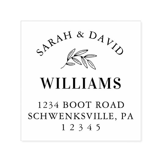 Elegante Rücksendeadresse Briefmarke mit Zweig Permastempel (Design)