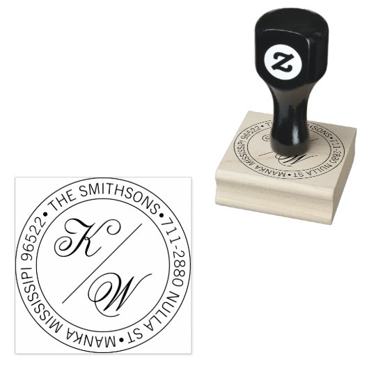 Elegante Rücksendeadresse Circular Wedding Initial Gummistempel (Stempel)